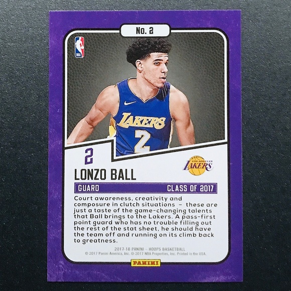Lonzo Ball RC - 2017-18 Hoops Class of 2017 #2 - Picture 2 of 2